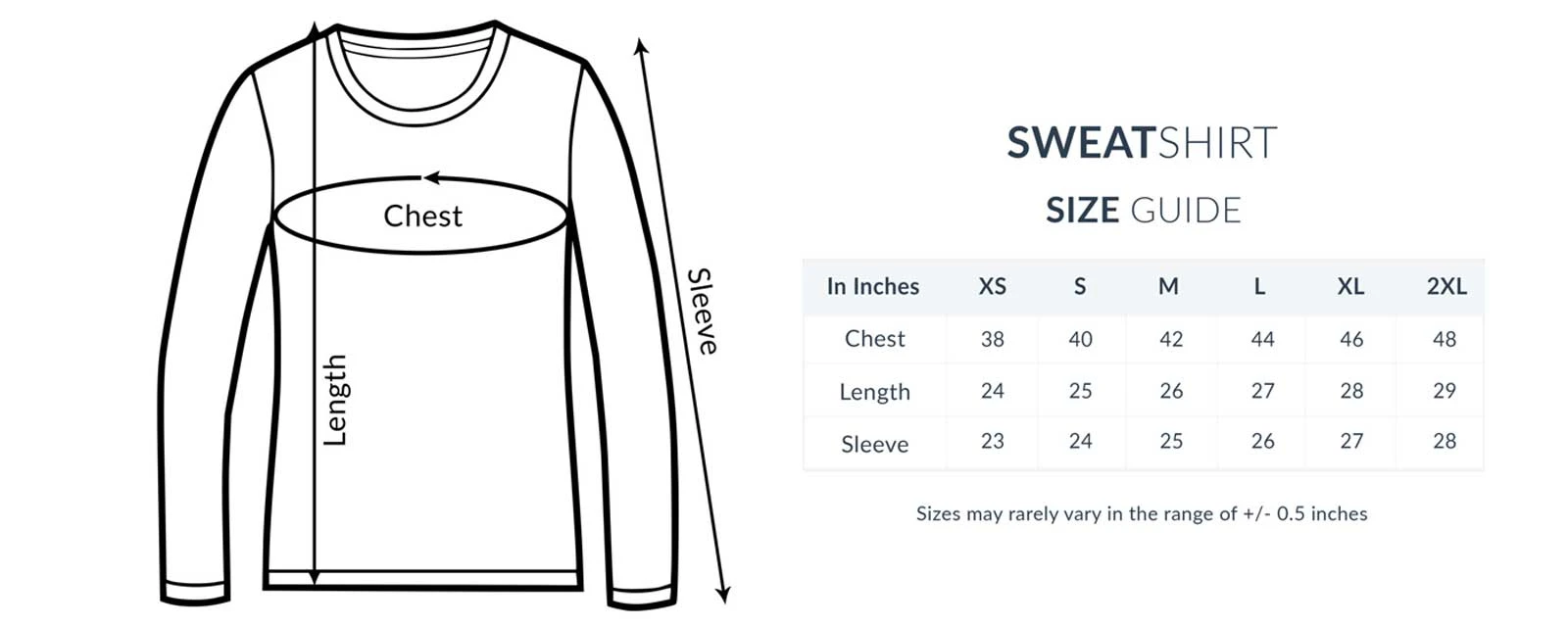 Sweatshirt Size Guide